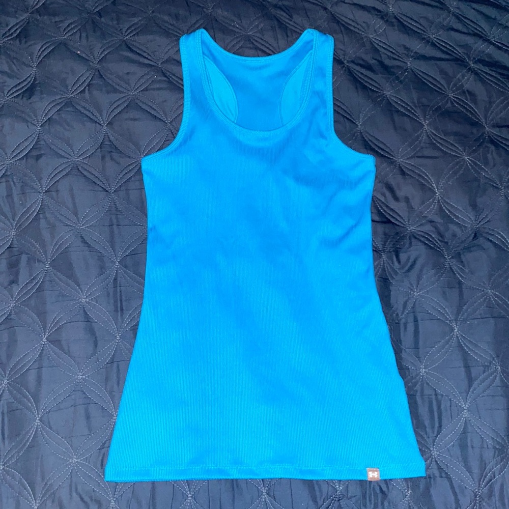 Under Armour Ribbed Racerback Turquoise Tank Top, Size M